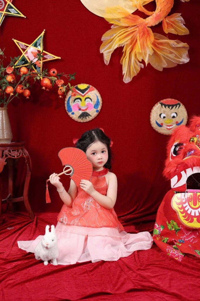 child in traditional vietnamese mid autumn festival scene
